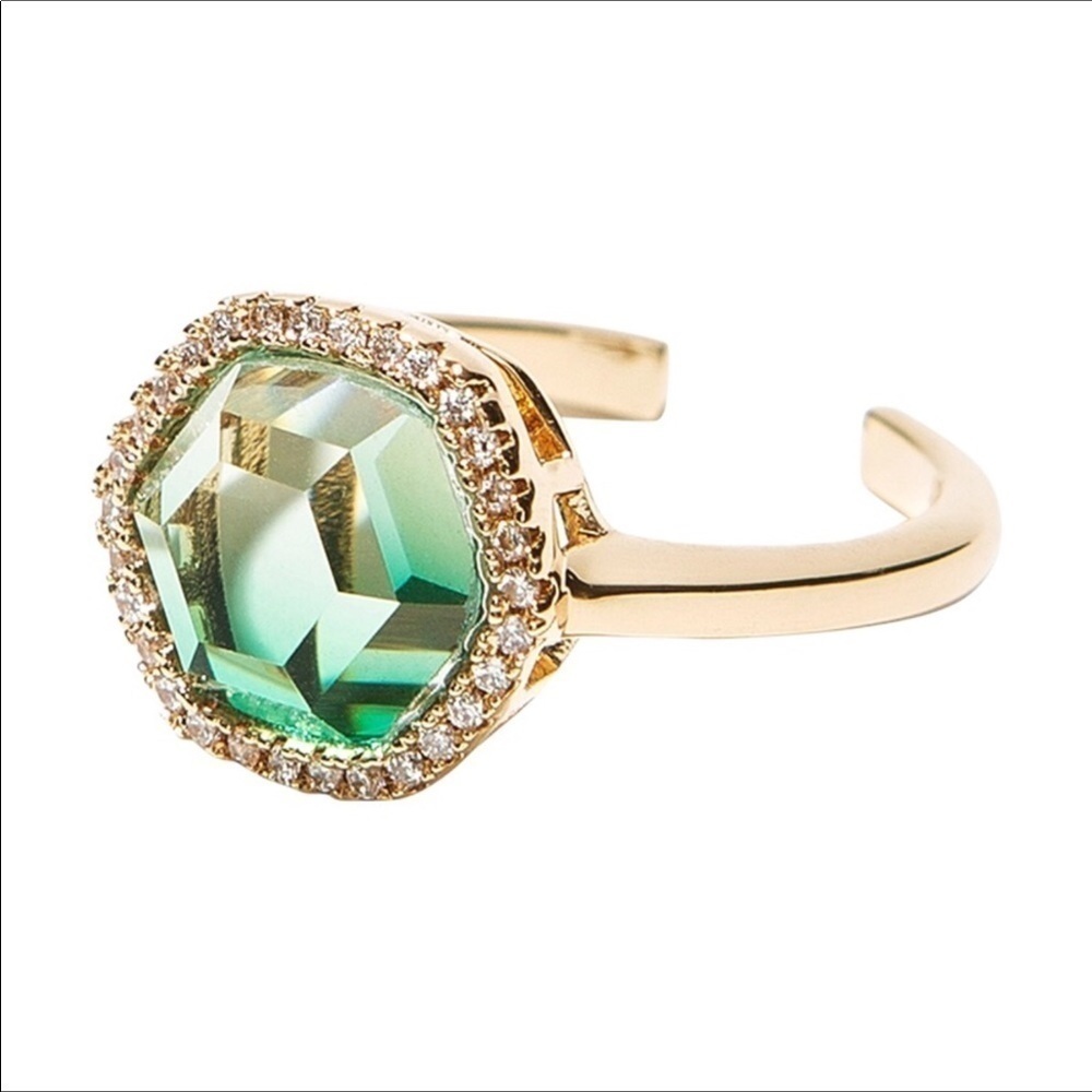 Joy Dravecky Chloe ring with green stone Adjustable New
